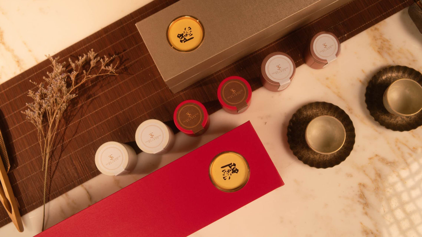 Tea Gift Box Long & Red/Black/Champagne